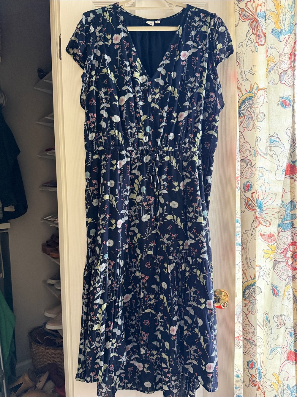 GAP Navy Floral High-Low Dress